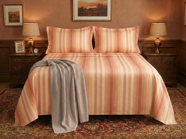 Havana Stripe Peach – best Aswan Fabric bedding set in India by Snoozy Panda