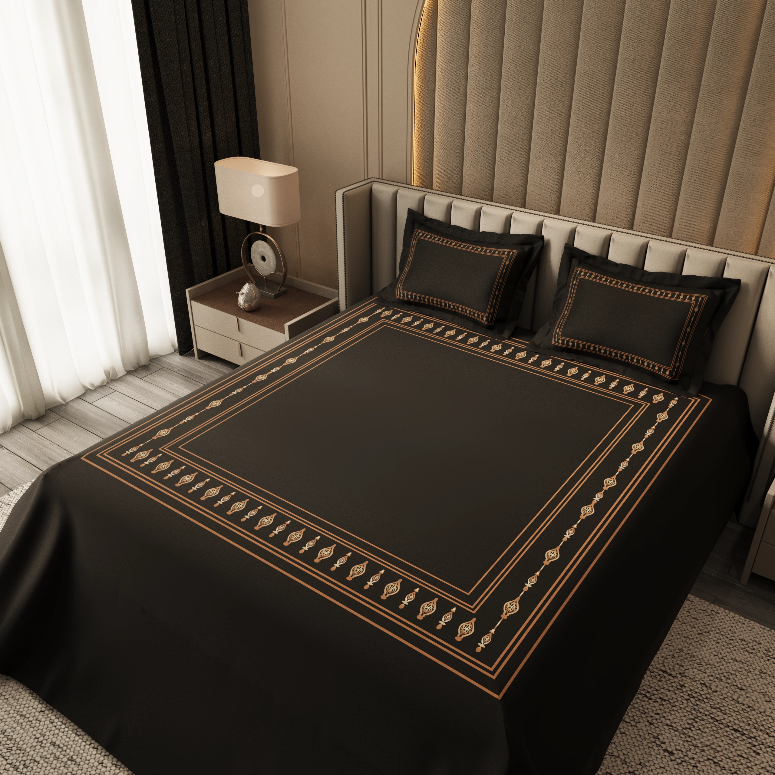 Celeste Charm Cradle Bedding Set - Black
