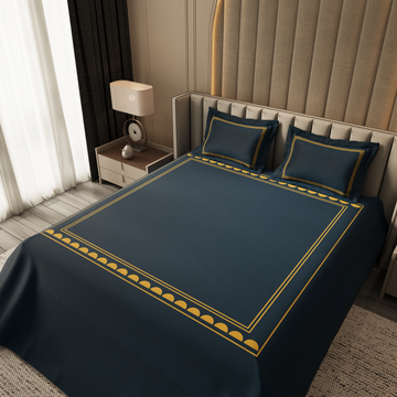Amber Arc Haven Bedding Set - Deep Blue