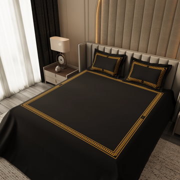 Seren Crest Cuddle Bedding Set - Deep Black