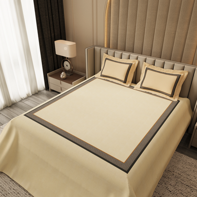 Midnight Serenity Lattice Bedding Set – Soft Beige