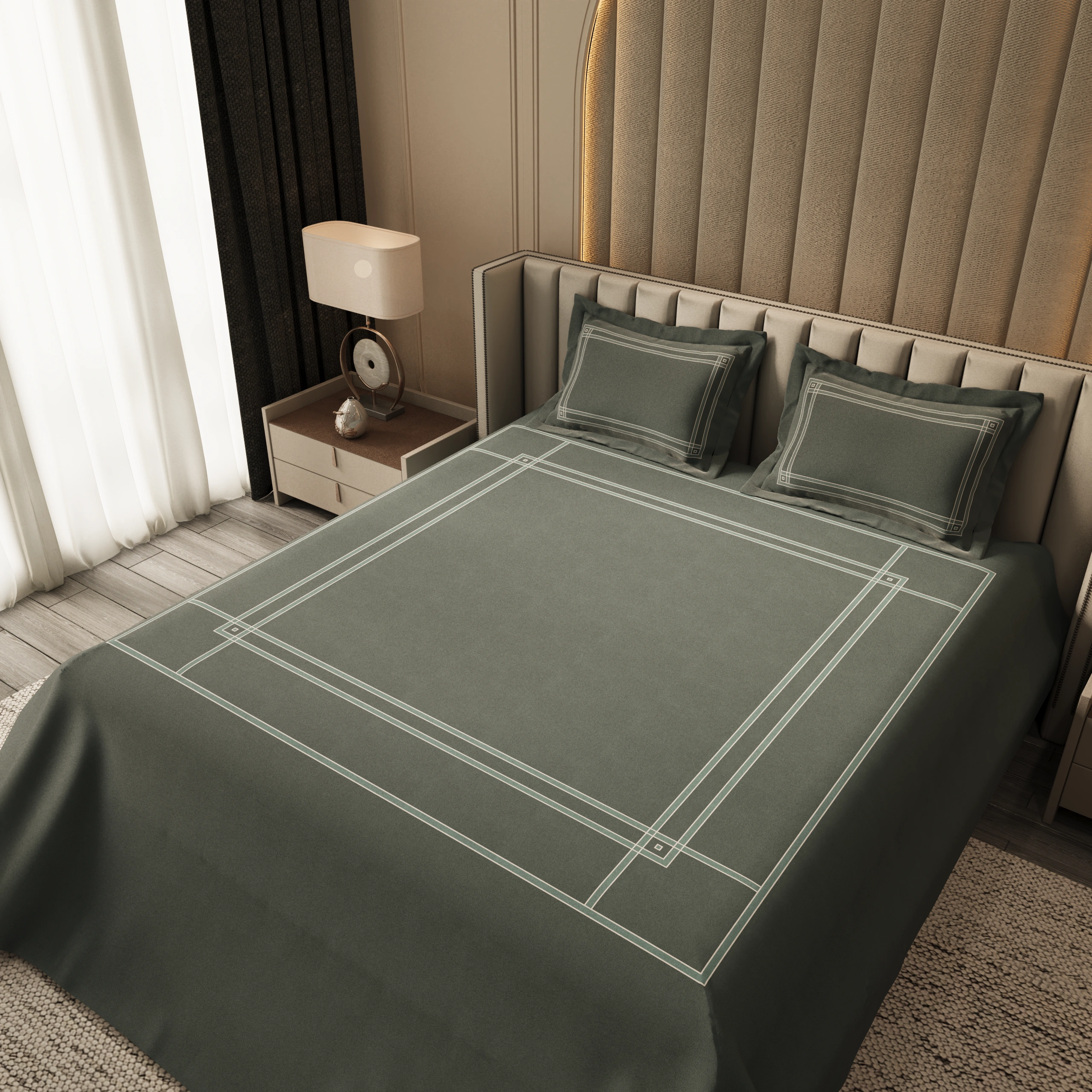 Gentle Grid Nest Bedding Set - Grey