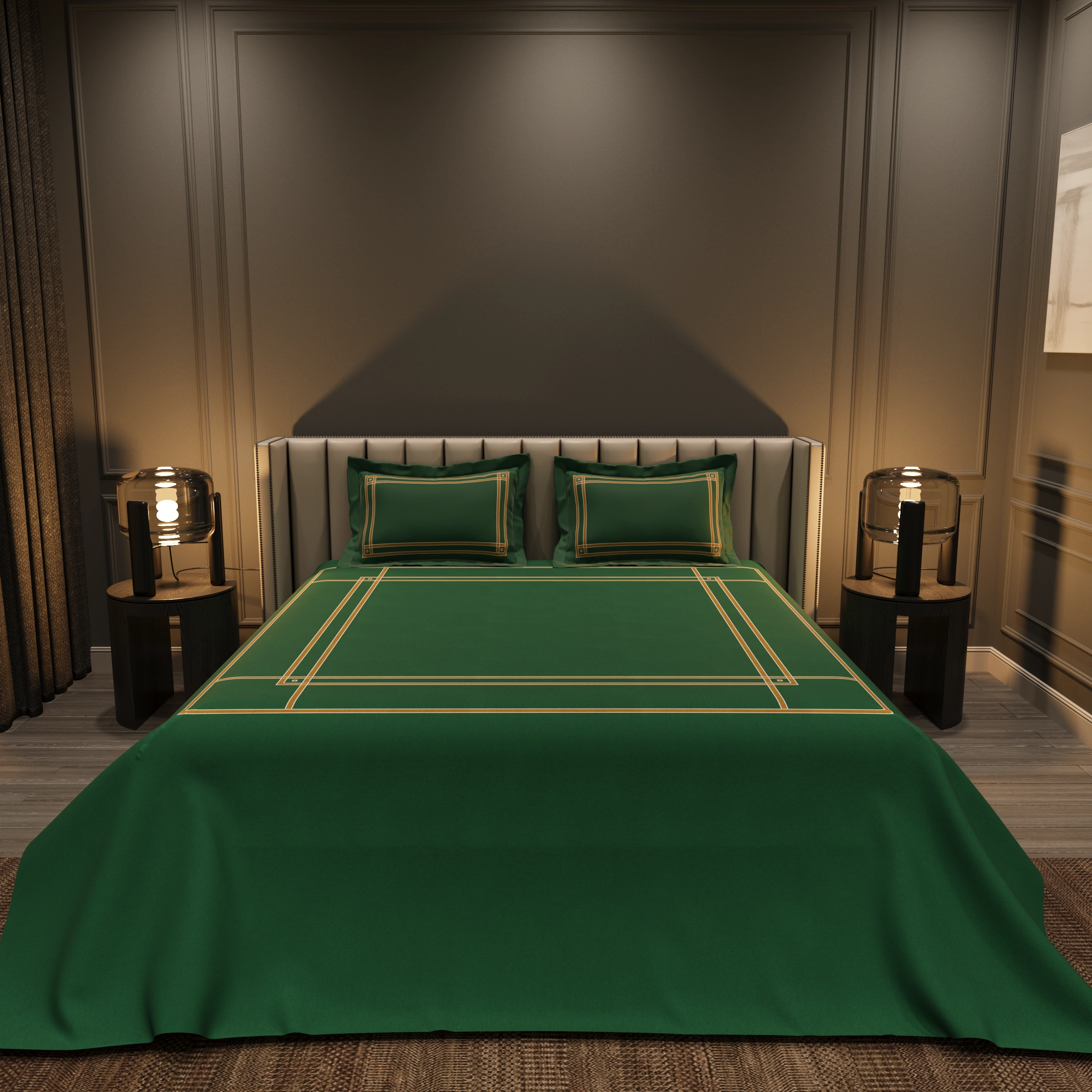 Gentle Grid Nest Bedding Set - Dark Green