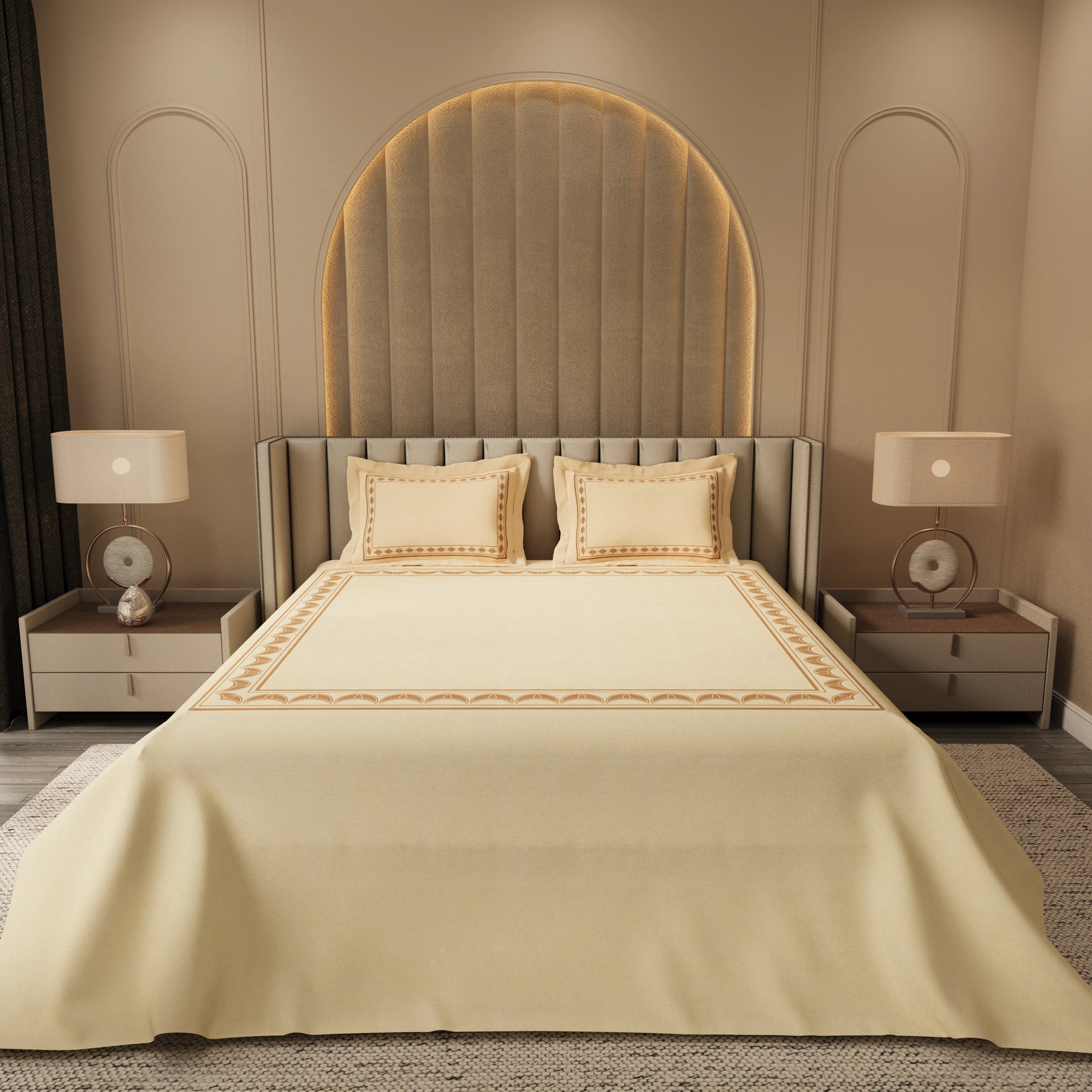 Calm Bloom Cocoon Bedding Set - Beige