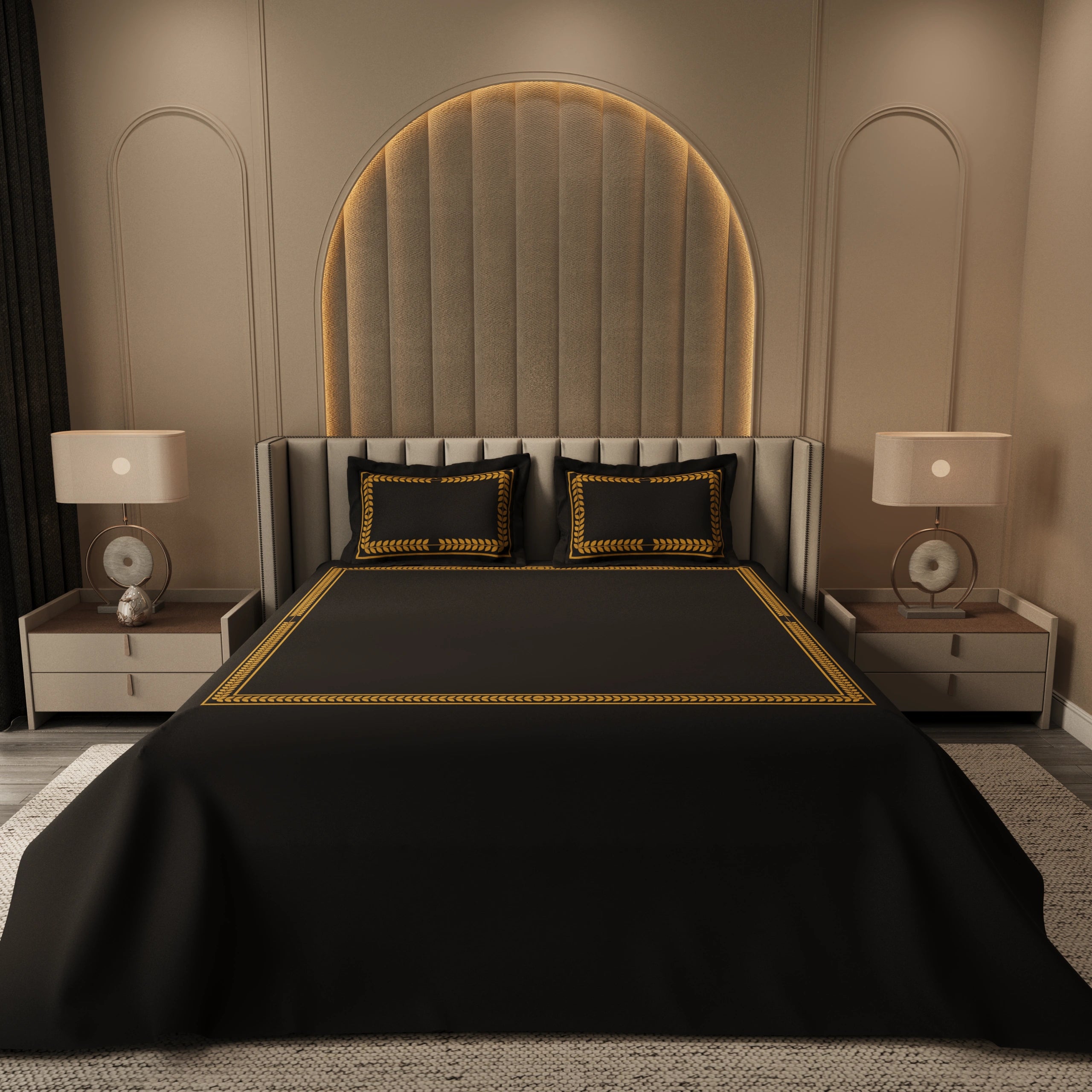 Seren Crest Cuddle Bedding Set - Deep Black