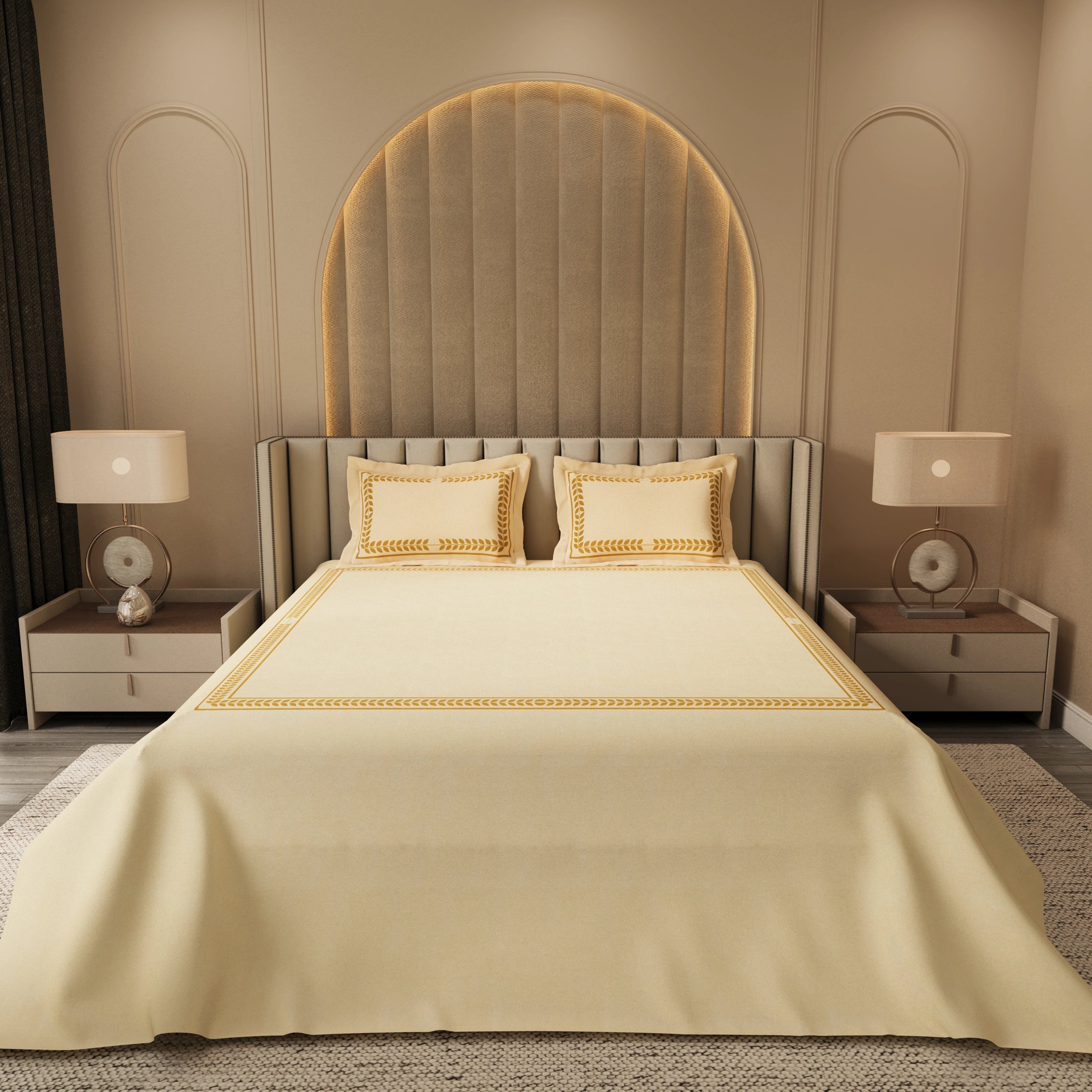 Seren Crest Cuddle Bedding Set – Beige