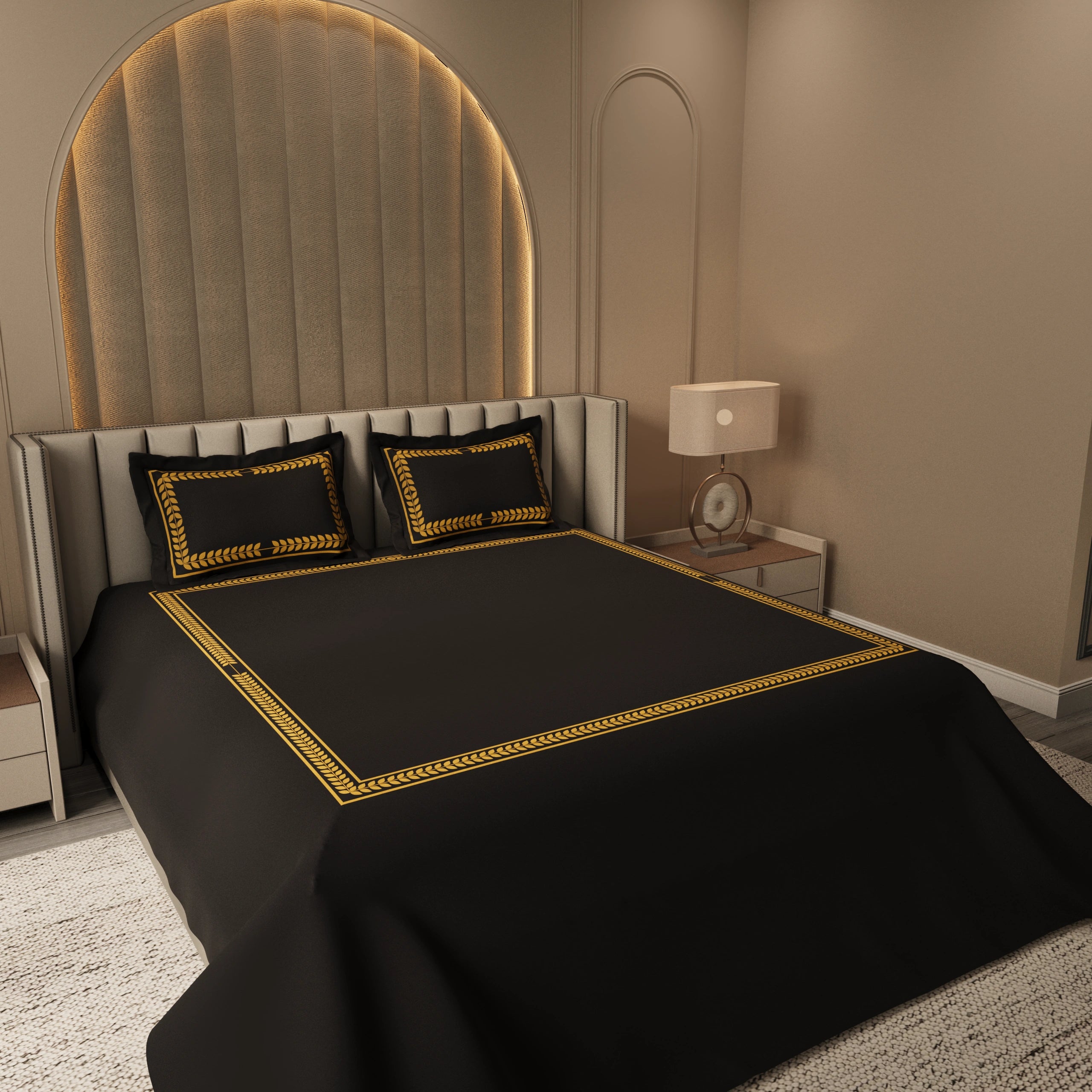Seren Crest Cuddle Bedding Set - Deep Black