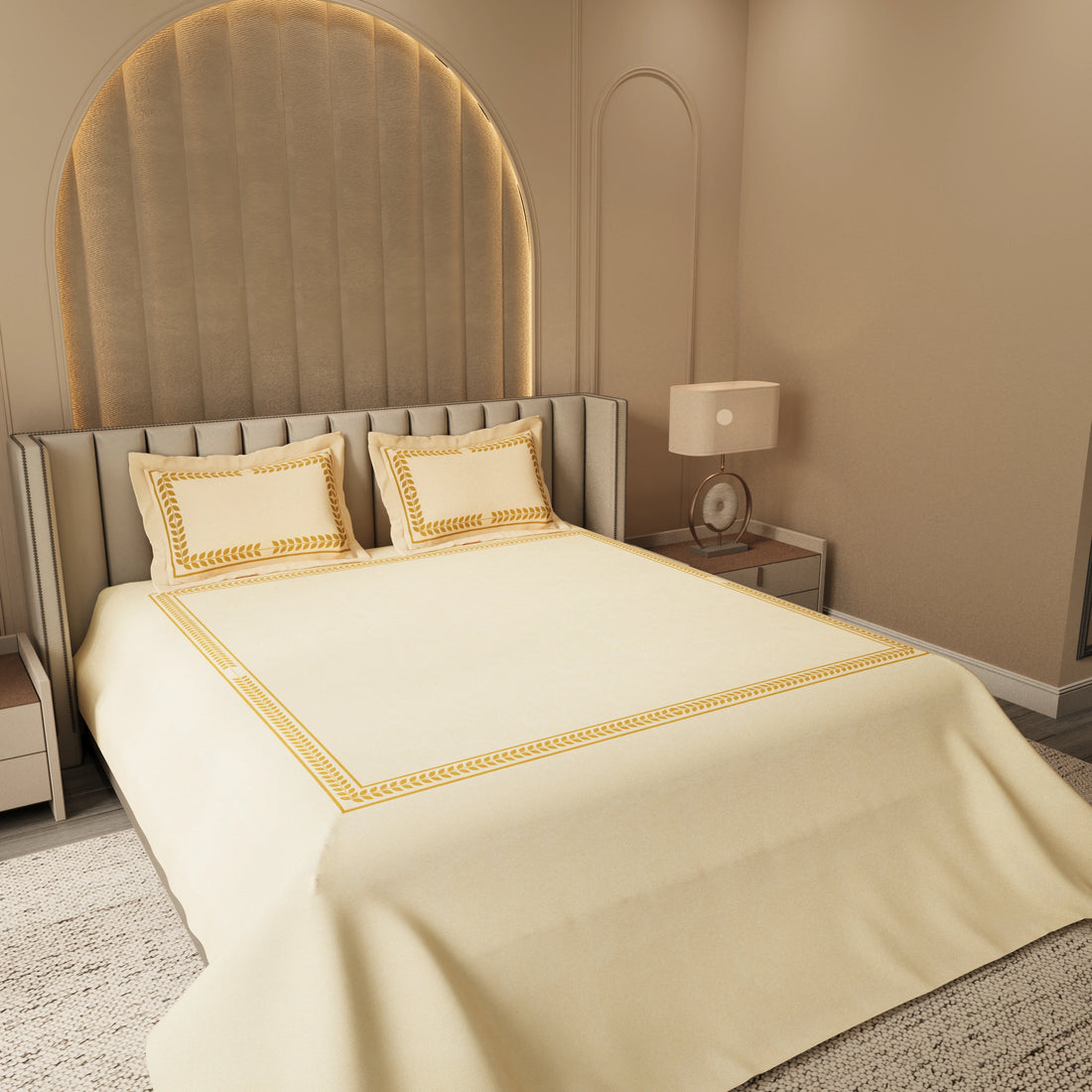 Seren Crest Cuddle Bedding Set – Beige