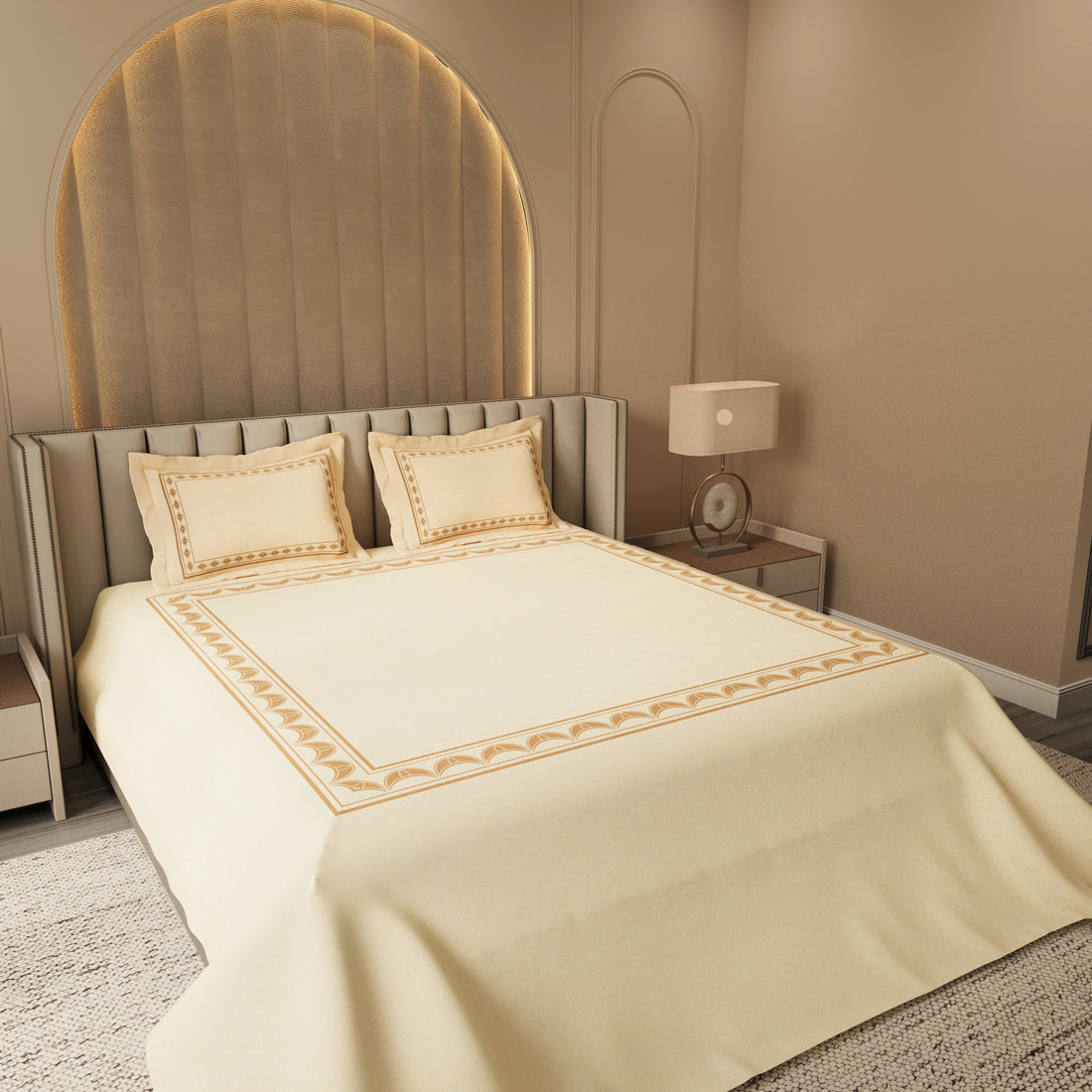 Calm Bloom Cocoon Bedding Set - Beige