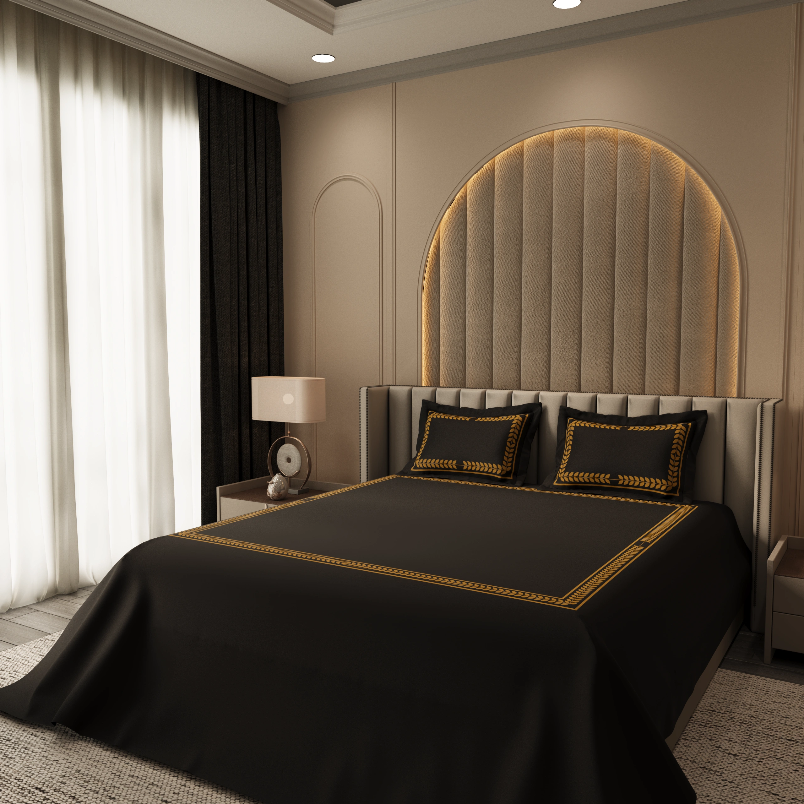 Seren Crest Cuddle Bedding Set - Deep Black