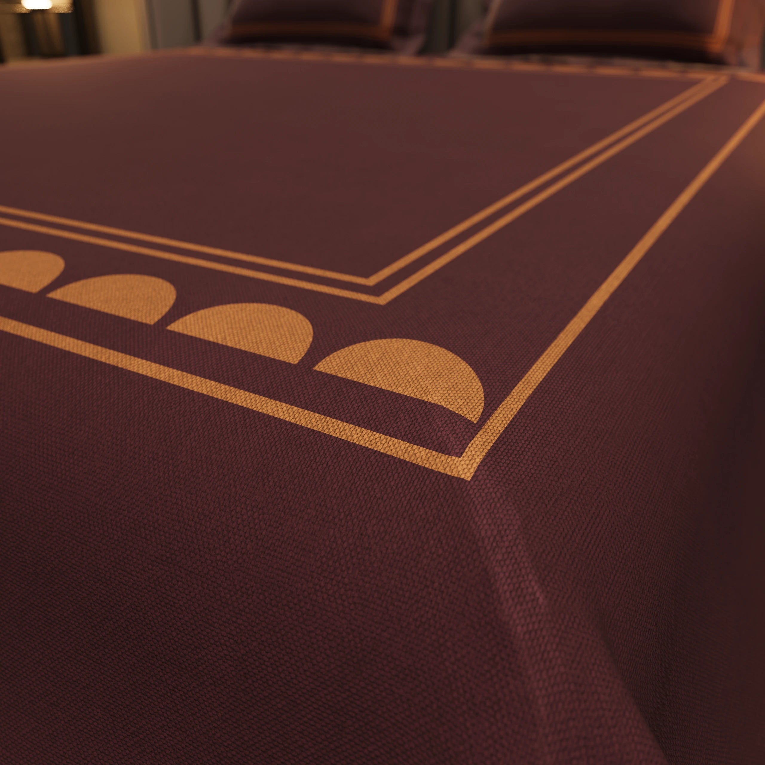 Amber Arc Haven Bedding Set - Maroon