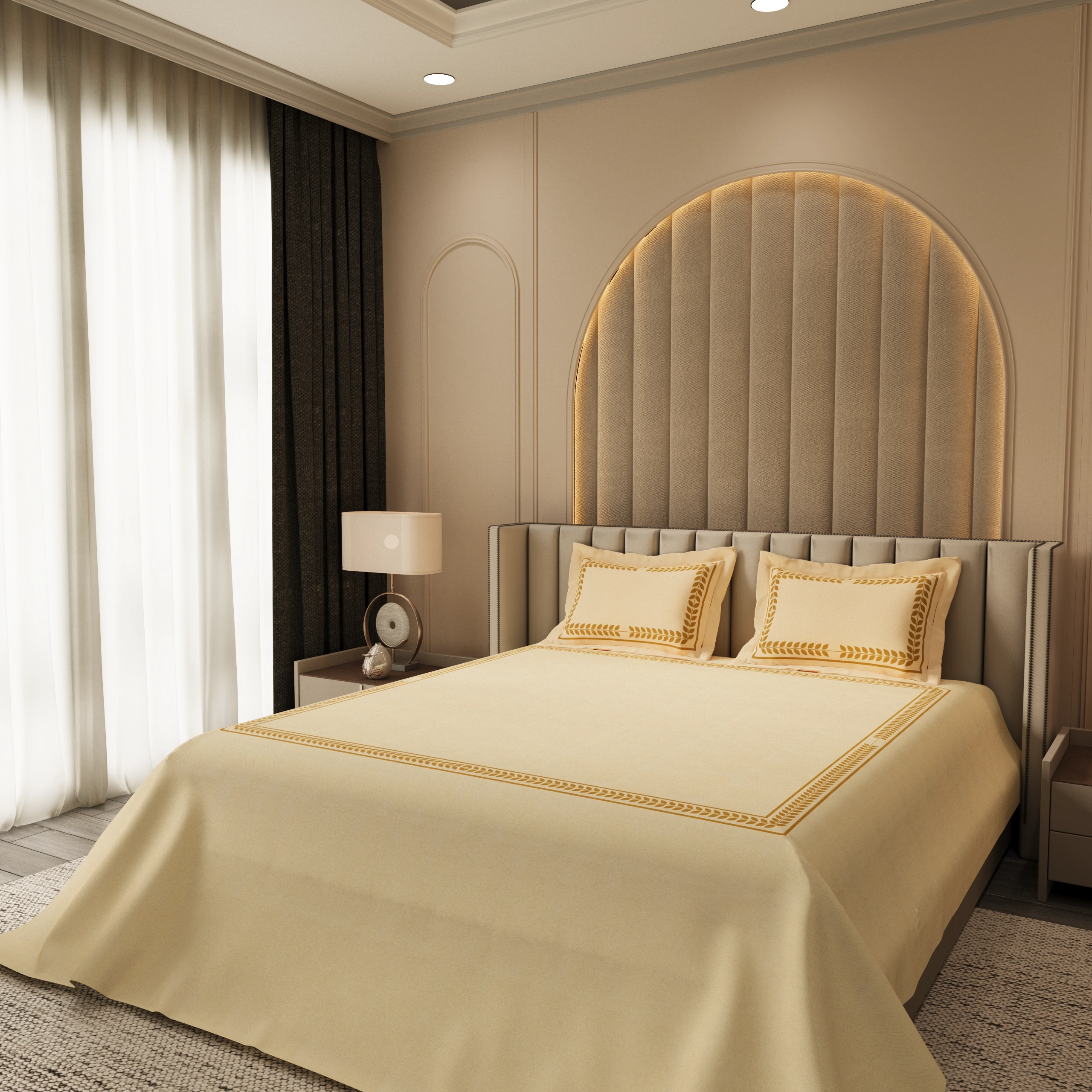 Seren Crest Cuddle Bedding Set – Beige