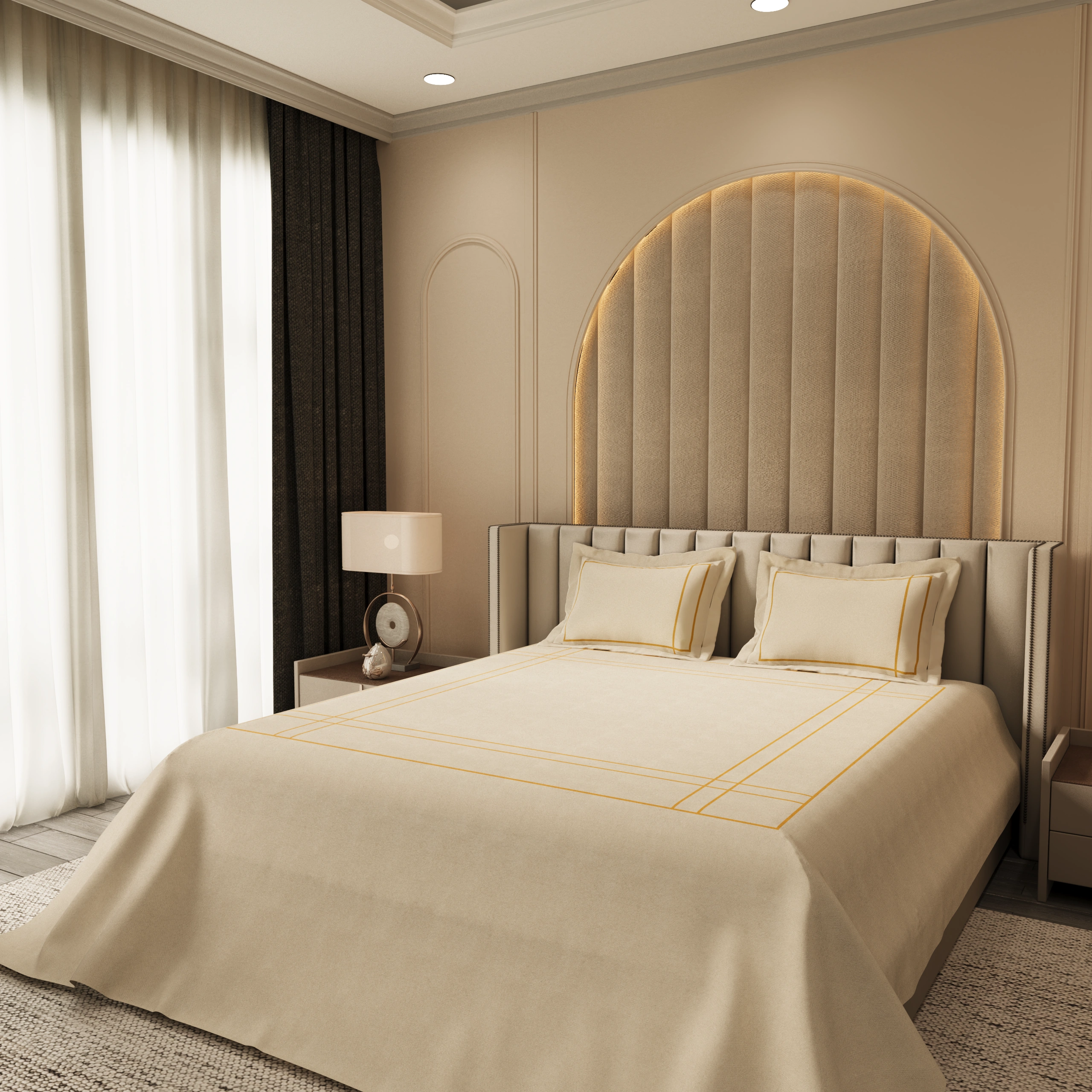 Harbour Hush Lines Bedding Set – Beige