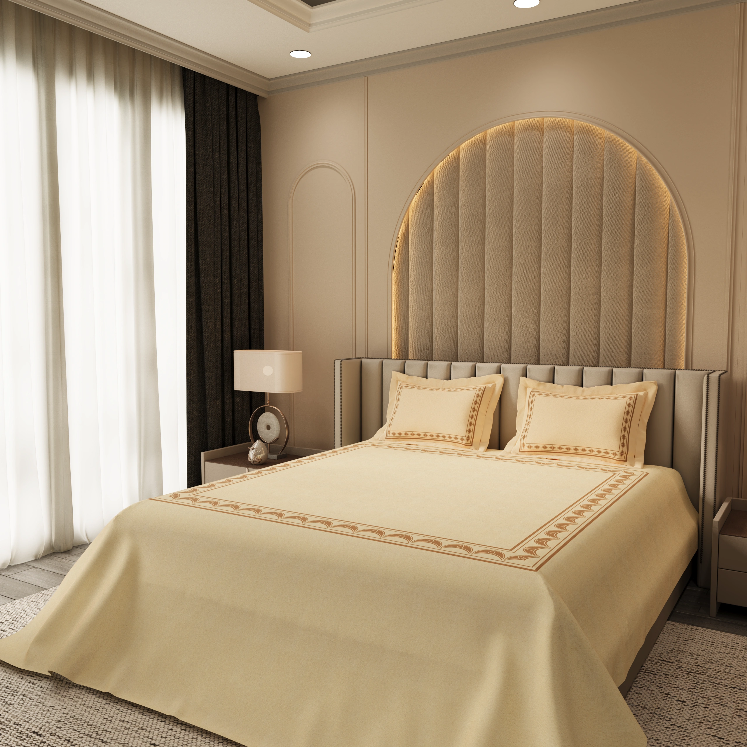Calm Bloom Cocoon Bedding Set - Beige