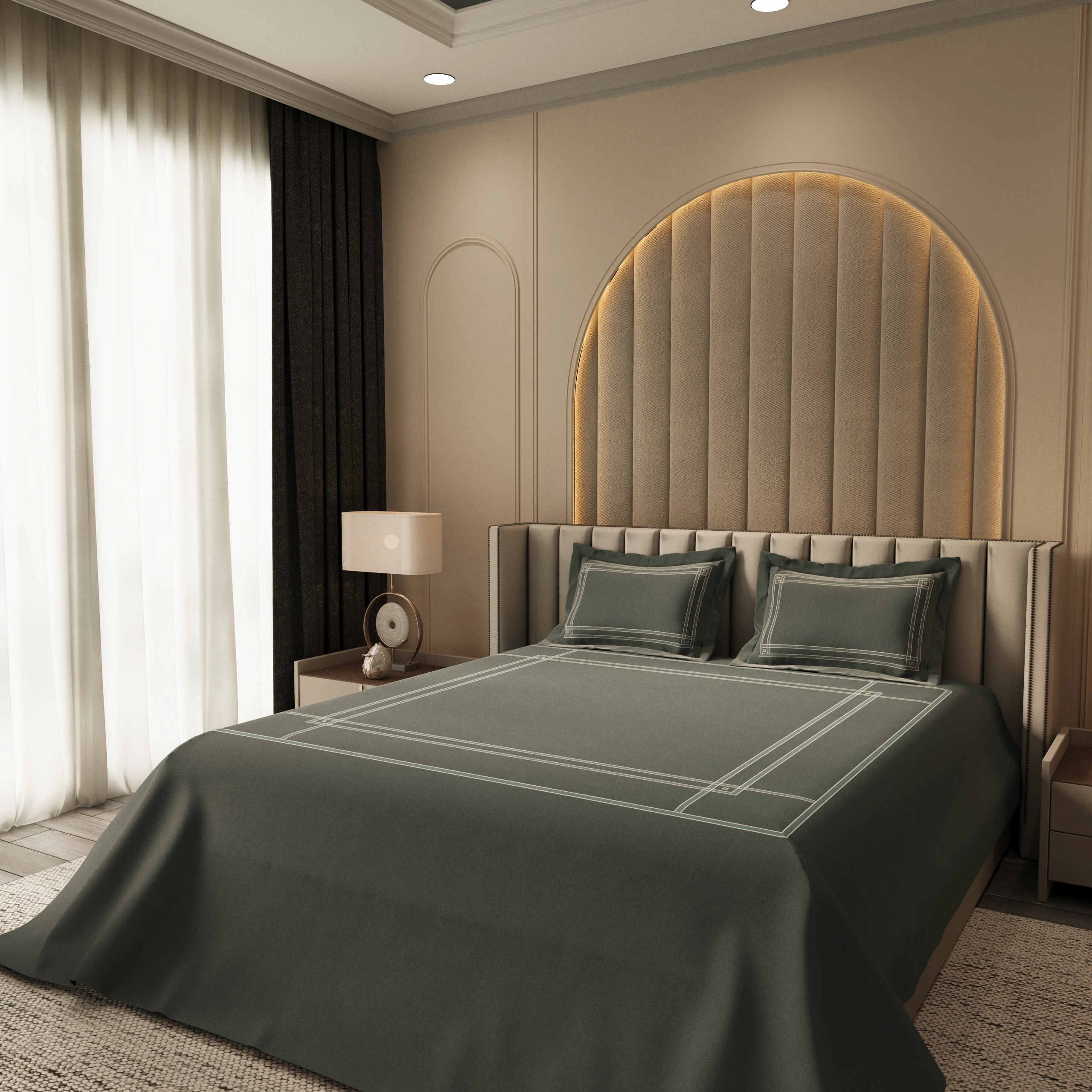 Gentle Grid Nest Bedding Set - Grey