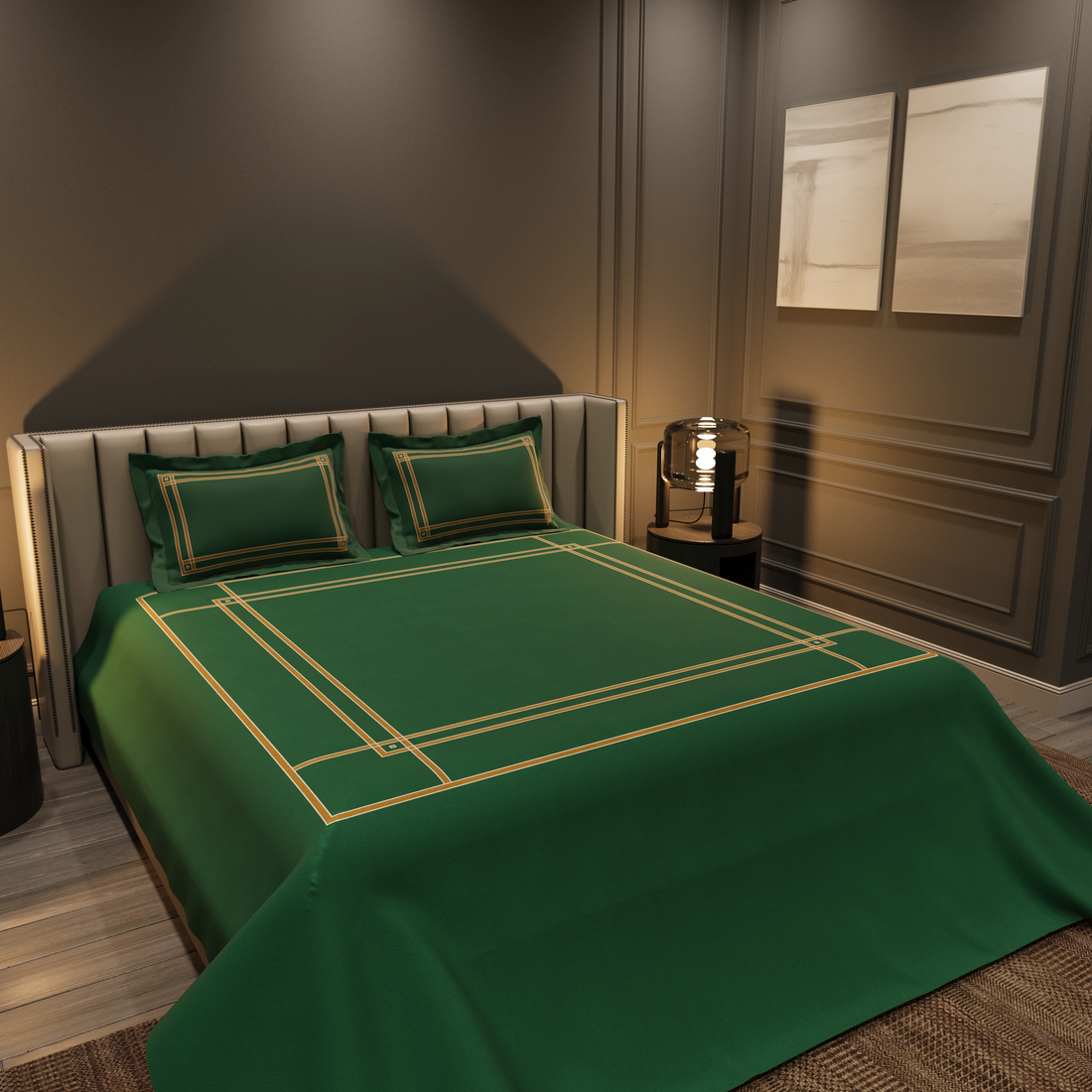 Gentle Grid Nest Bedding Set - Dark Green
