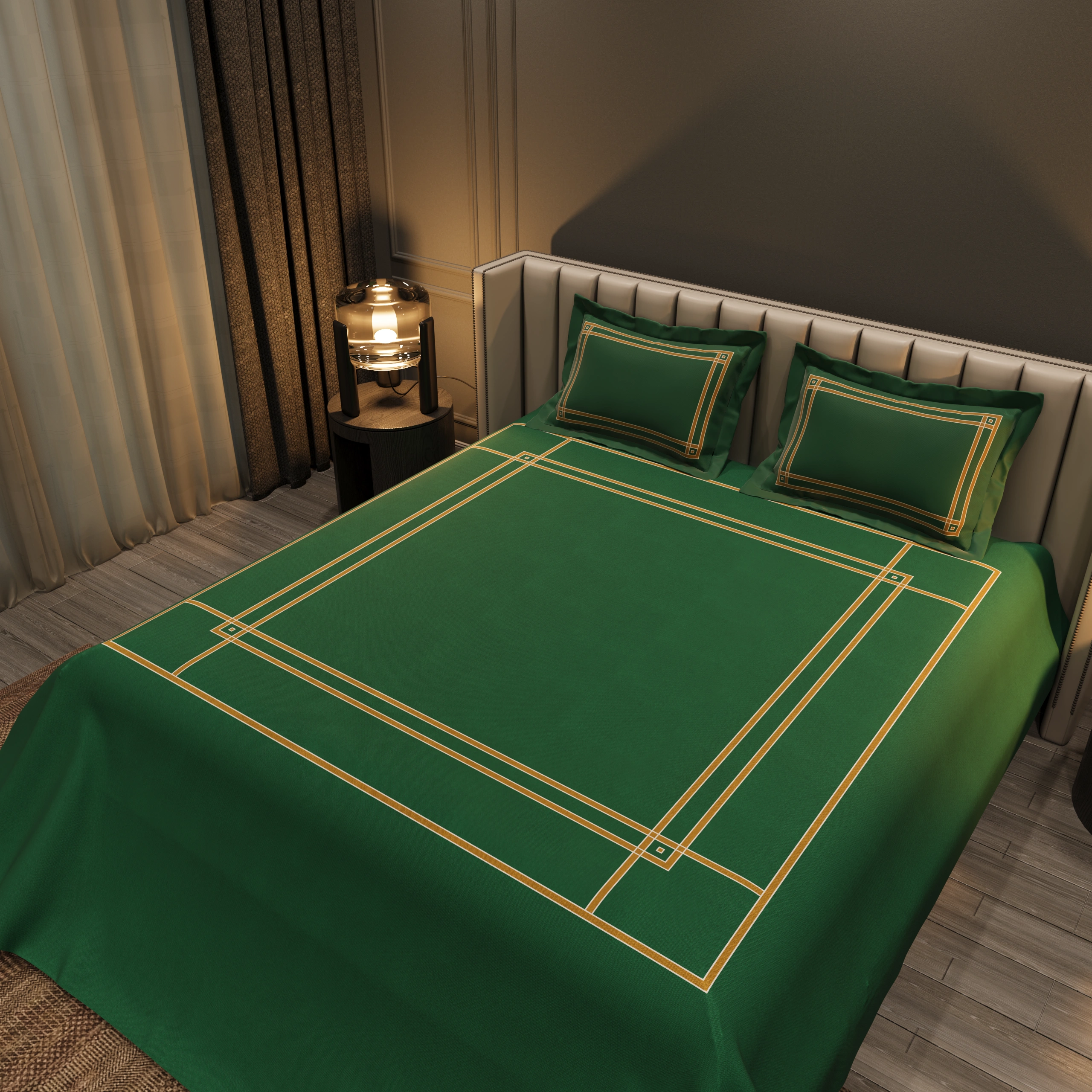 Gentle Grid Nest Bedding Set - Dark Green