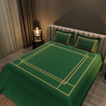 Gentle Grid Nest Bedding Set - Dark Green