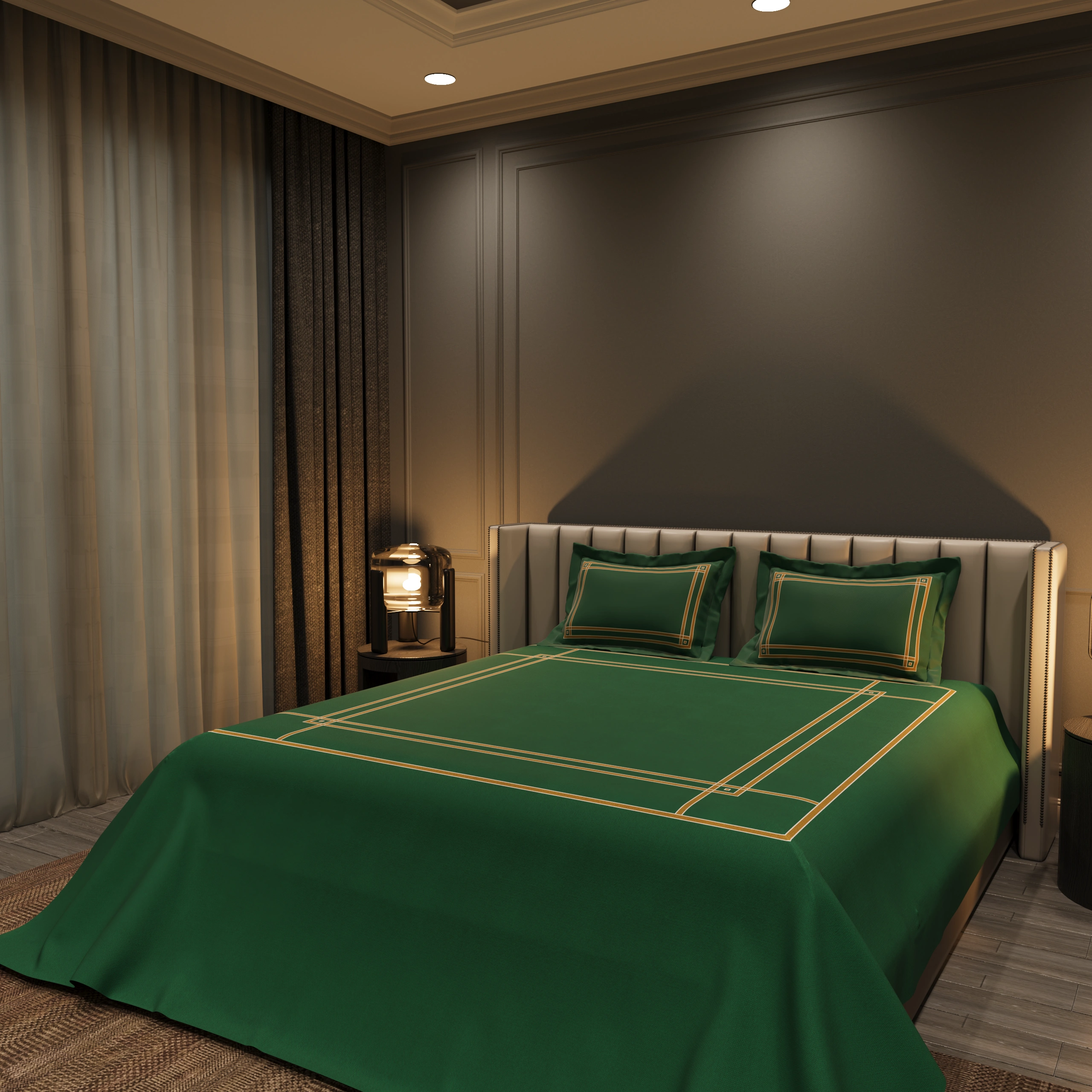 Gentle Grid Nest Bedding Set - Dark Green
